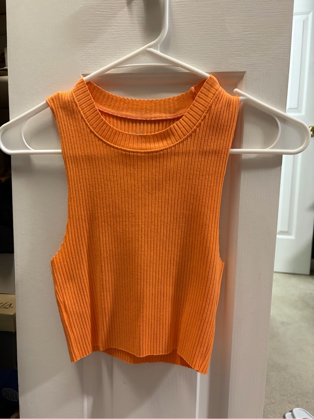 aerie Ribbed Cropped Tank - Orange